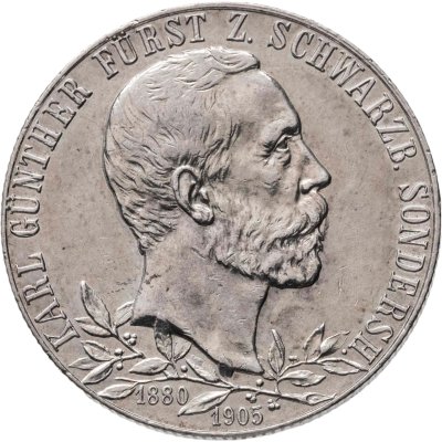 купить Германская Империя, Шварцбург-Зондерсгаузен 2 марки (mark) 1905 "25 лет правления Карла Гюнтера"