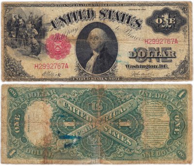 Банкнота 1 доллар 1917г - каталог с ценами, купить купюру США 1
