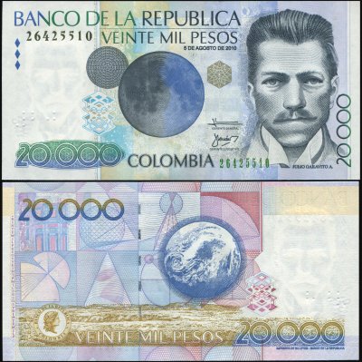 купить Колумбия 20000 песо 05.08.2010 (2013) [Бумага Pick 454u]