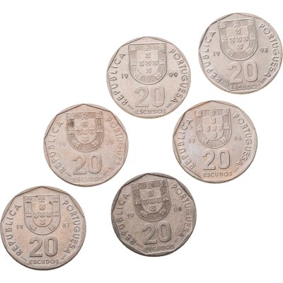 купить Португалия набор монет 20 эскудо 1986-1999 (6 монет)