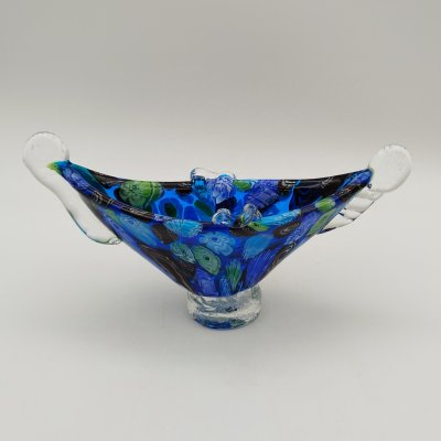 купить Пепельница в форме ладьи кобальтового цвета, стекло, гутная техника, техника миллефиори, Муранское стекло, Италия, 1980-2000 гг.