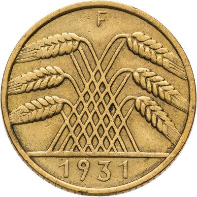 купить Германия 10 рейхспфеннигов (reichspfennig) 1931 F знак монетного двора "F" — Штутгарт