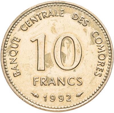 купить Коморские острова 10 франков (francs) 1992