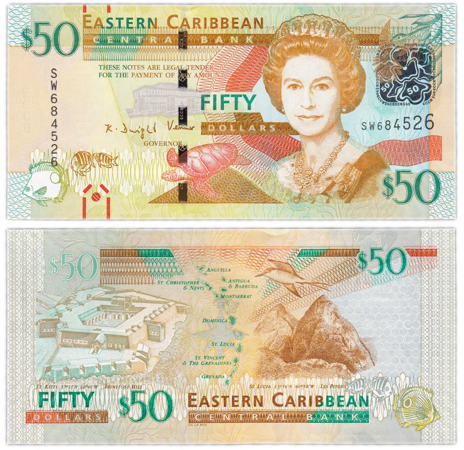 купить Восточные Карибы 50 долларов 2015 (Pick 54b)
