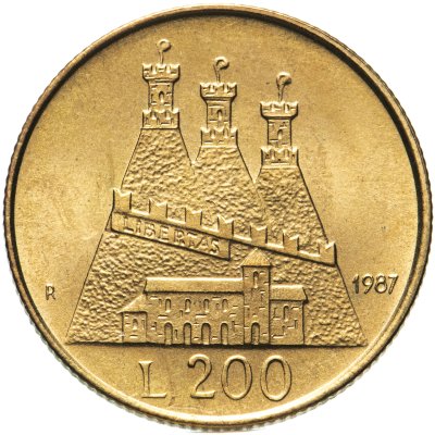 купить Сан-Марино 200 лир (lire) 1987 "15 лет возобновлению чеканке монет"