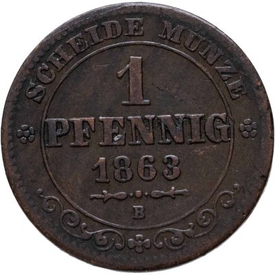 купить Германия Саксония 1 пфенниг 1863
