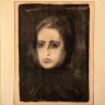 Купить Литография "Женский портрет", оформленная в паспарту и раму, автор Давыдов Анатолий Захарович (1923–2009 гг.), бумага, печать, СССР, 1978 г.