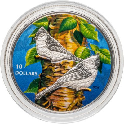 купить Канада 10 долларов 2017 "Птица Острохохлая синица" в футляре с сертификатом