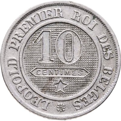 купить Бельгия 10 сантимов (centimes) 1862 Без точки после PREMIER