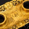 Купить Прибор чернильный для кабинета (чернильница) с прорезным бортом, украшенным маскаронами и растительными побегами, металл, литье, Западная Европа, 1900-1930 гг.
