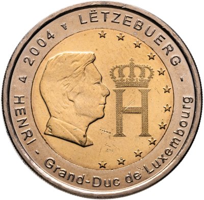 купить Люксембург 2 евро (euro) 2004 "Портрет и монограмма герцога Люксембурга Анри Нассау"