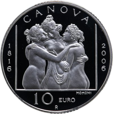 купить Сан-Марино 10 евро 2006 Proof «Три грации - Антонио Канова - Итальянский скульптор "
