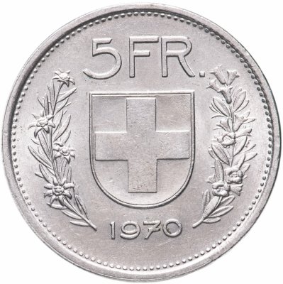 купить Швейцария 5 франков (francs) 1970