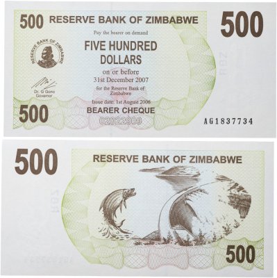 купить Зимбабве 500 долларов 2007