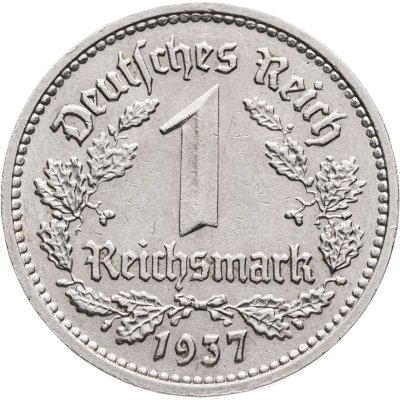 купить Германия, Третий Рейх 1 рейхсмарка 1937, знак монетного двора: "J"