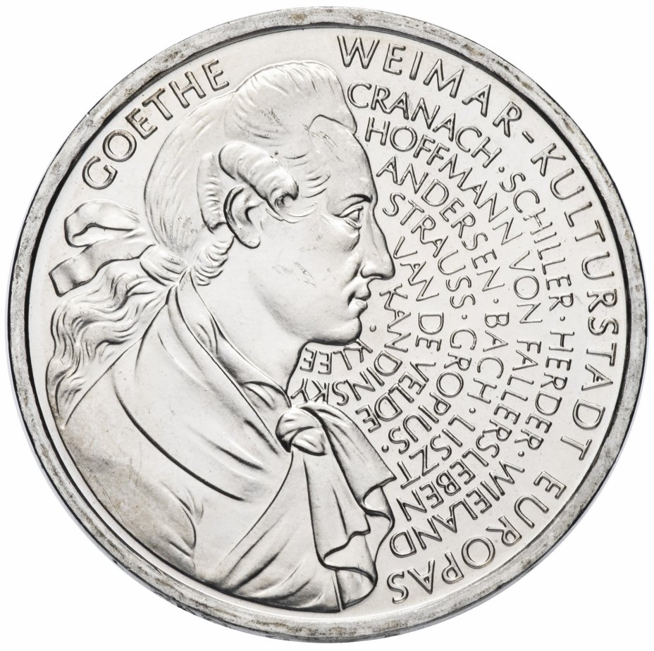купить Германия 10 марок 1999 "250 лет со дня рождения Иоганна Вольфганга фон Гете"