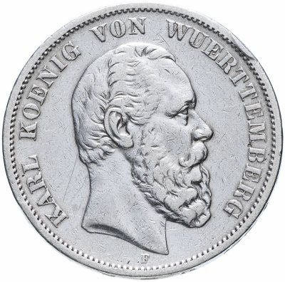 купить Германская Империя, Вюртемберг 5 марок 1876 F