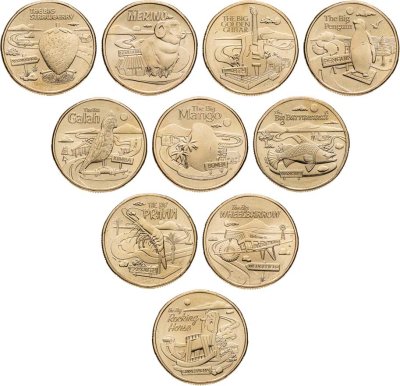 купить Австралия набор из 10 монет 1 доллар 2025 "Большие австралийские вещи"