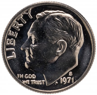 купить США 10 центов (дайм, one dime) 1971 S "Roosevelt Dime (Рузвельт)"