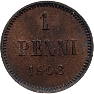 купить 1 пенни (penni) 1908, монета для Финляндии