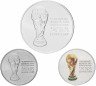 Купить Комплект из 3х монет серии "Кубок Чемпионата мира по футболу -2018" 25 рублей 2018 мельхиор (простая и цветная), 3 рубля 2018 серебро 925