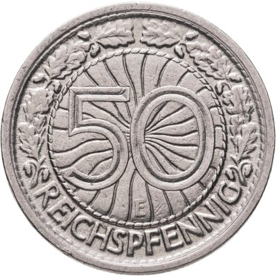 купить Германия 50 рейхспфеннигов (reichspfennig) 1928, знак монетного двора "E" — Мульденхюттен