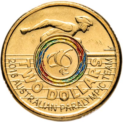 купить Австралия 2 доллара (dollars) 2016 "XV летние Паралимпийские игры, Рио-де-Жанейро"