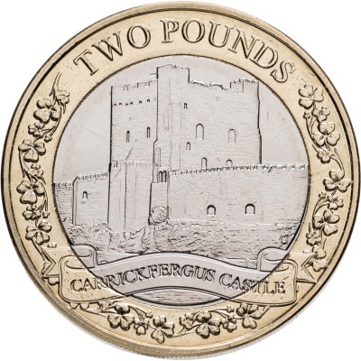 купить Остров Мэн 2 фунта 2024 "Британские замки - Замок Каррикфергюс"