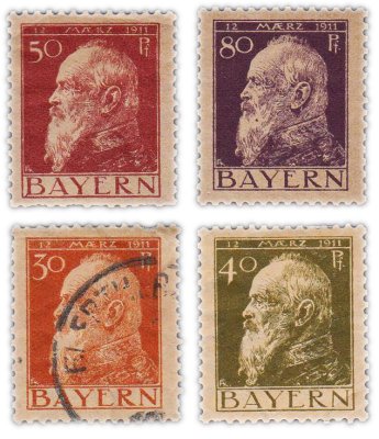купить Германия набор из 4 марок 30, 40, 50, 80 марок 1911 Бавария