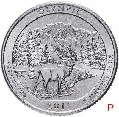 Купить США 1/4 доллара (25 центов, квотер) 2011 P — "Национальный парк Олимпик" (8-й парк)