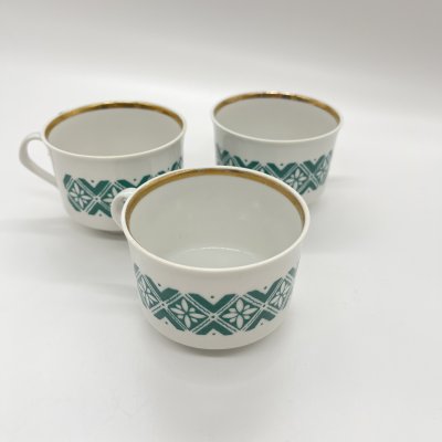 купить Набор из 3 чашек с геометрическим монохромным декором, фарфор, деколь, золочение, Дулевский фарфоровый завод (Дулёво), СССР, 1970-1990 гг.