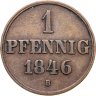 Купить Ганновер 1 пфенниг (pfennig) 1846 B