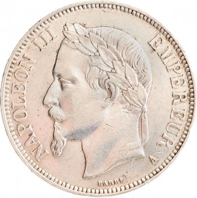 Купить Франция  5 франков 1868 "Наполеон III"