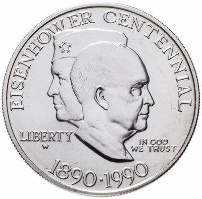 купить США 1 доллар (dollar) 1990 W "100 лет со дня рождения Эйзенхауэра"