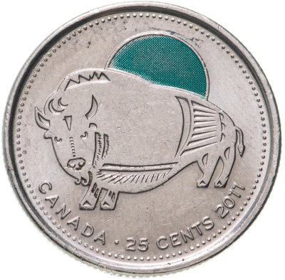 купить Канада 25 центов "Природа Канады - Бизон" (цветная)