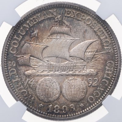 купить США 1/2 доллара (50 центов, half dollar) 1893 "Всемирная выставка 1893 года. Колумб" в слабе NGC MS64