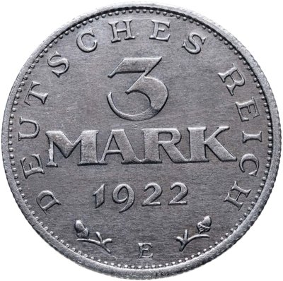 купить Германия 3 марки (mark) 1922 "3-я годовщина Веймарской конституции"