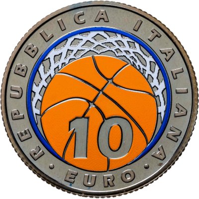 купить Италия 10 евро 2021 "100 лет Итальянской федерации баскетбола" в футляре с сертификатом