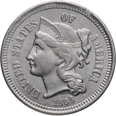 купить США 3 цента (cents) 1866 Three Cent Nickel