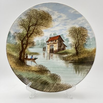 купить Тарелка настенная (декоративная) с изображением пейзажа, фарфор, роспись, Западная Европа, 1970-1990 гг.