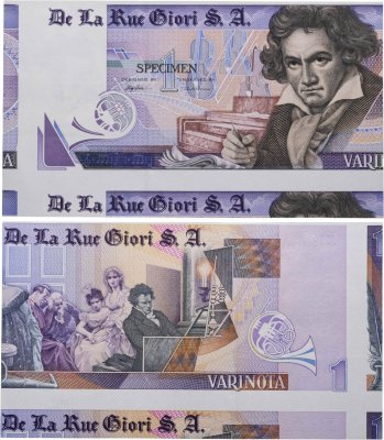 купить Тестовая банкнота Великобритания 2000 De La Rue "Бетховен"