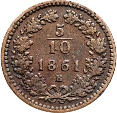 купить Австрия 5/10 крейцера 1861 В знак монетного двора "B" - Кремница