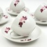 Купить Набор кофейных пар с цветочным декором на 4 персоны, фарфор, деколь, Дмитровский фарфоровый завод (ДФЗ Вербилки), СССР, 1965-1991 гг.