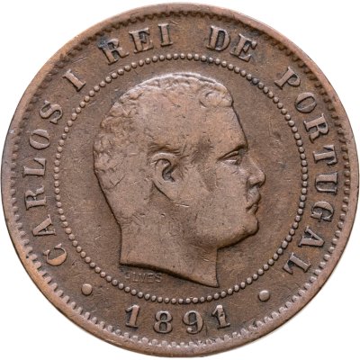 купить Португалия 10 реалов (рейс, reis) 1891 Без отметки монетного двора