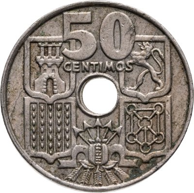 купить Испания 50 сентимо (centimos) 1949, 53 внутри звезды