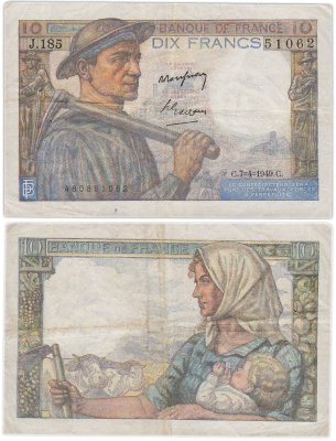 купить Франция 10 франков 1949 (Mineur, Шахтер)