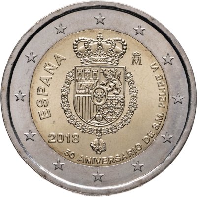купить Испания 2 евро (euro) 2018 50 лет со дня рождения Филиппа VI