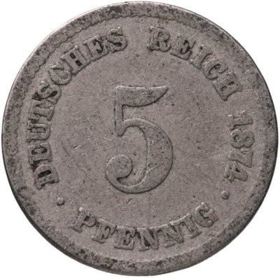 купить Германия 5 пфеннигов (pfennig) 1874 C знак монетного двора: "C" - Франкфурт-на-Майне