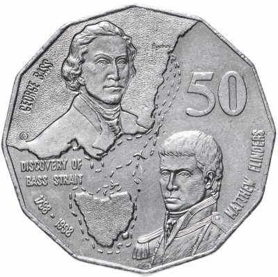 купить Австралия 50 центов (cents) 1998 "200 лет путешествию Джорджа Басса и Мэтью Флиндерса"