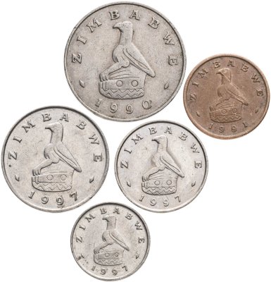 купить Зимбабве, набор монет 1-50 центов 1990-1997 (5 шт.)
